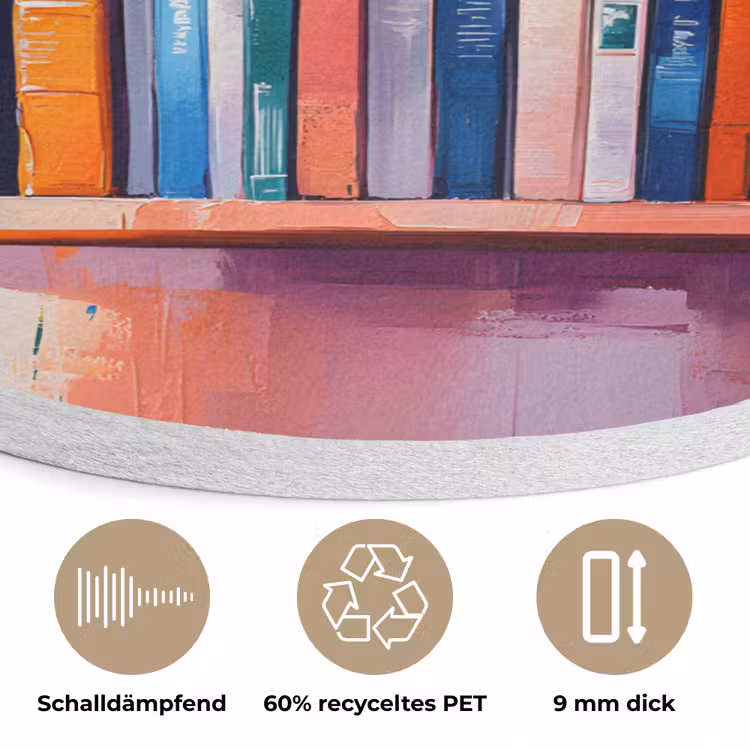 Planken - Boeken - Bladeren Akoestische PET Vilt - Rond klein -closeup_DE