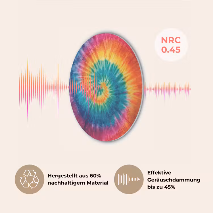 Regenboogkleuren - Tie dye - Akoestische PET Vilt - Rond klein -USP_DE