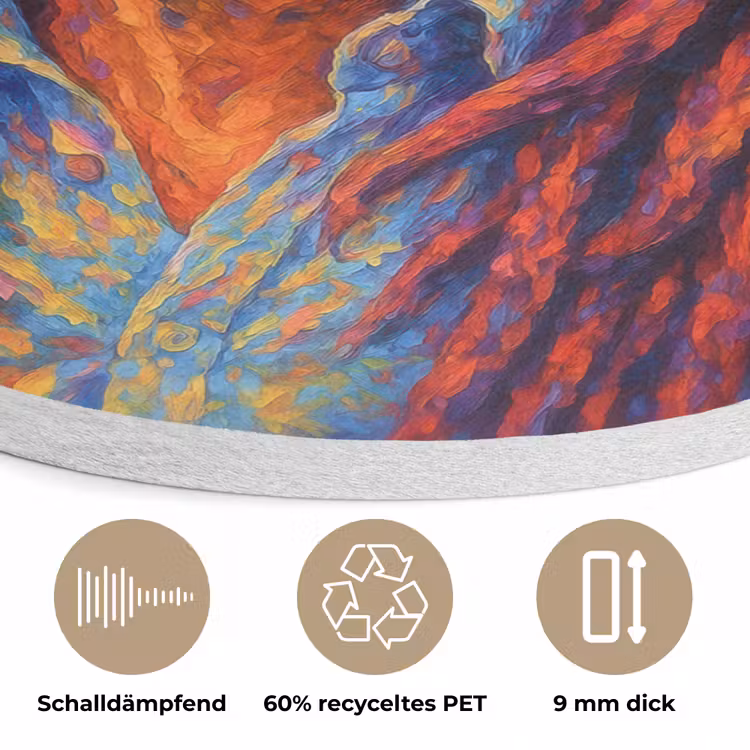 Regenboogkleuren - Man - schilderij Akoestische PET Vilt - Rond klein -closeup_DE