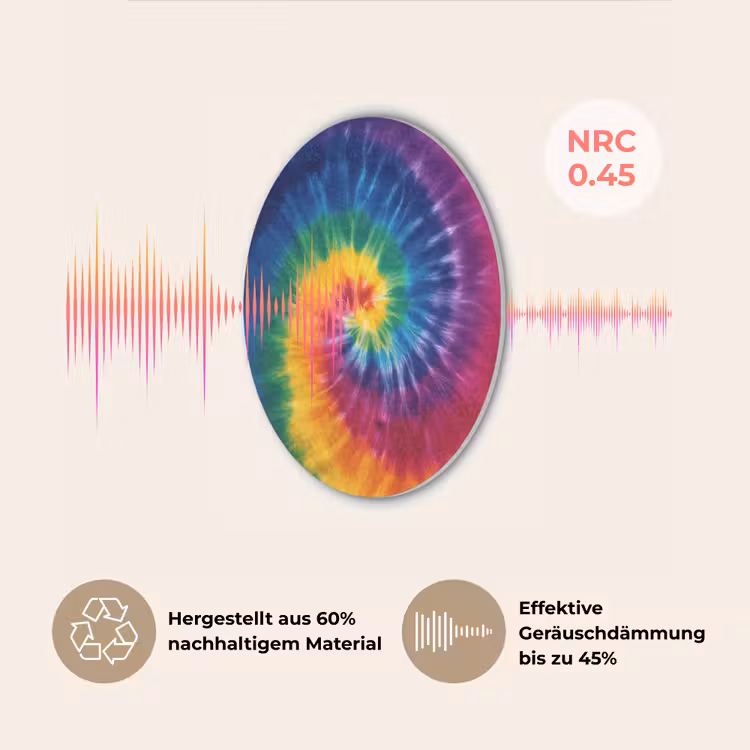 Regenboogkleuren - Spiraal - Kleurrijk Akoestische PET Vilt - Rond klein -USP_DE
