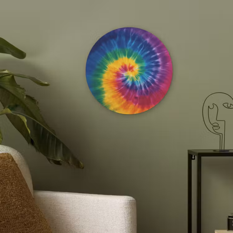 Regenboogkleuren - Spiraal - Kleurrijk Akoestische PET Vilt - Rond klein -sfeer2