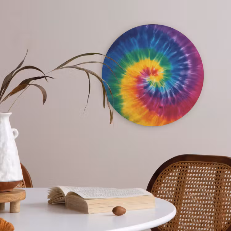 Regenboogkleuren - Spiraal - Kleurrijk Akoestische PET Vilt - Rond klein -sfeer3