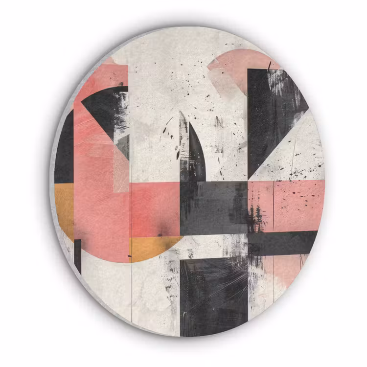 Roze - Abstract - Aesthetic - Modern - Vormen Akoestische PET Vilt - Rond klein -3d