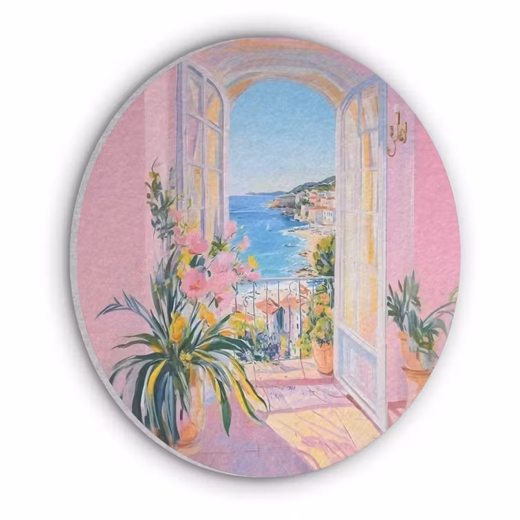 Roze - Buiten - Verf Akoestische PET Vilt - Rond klein -3d