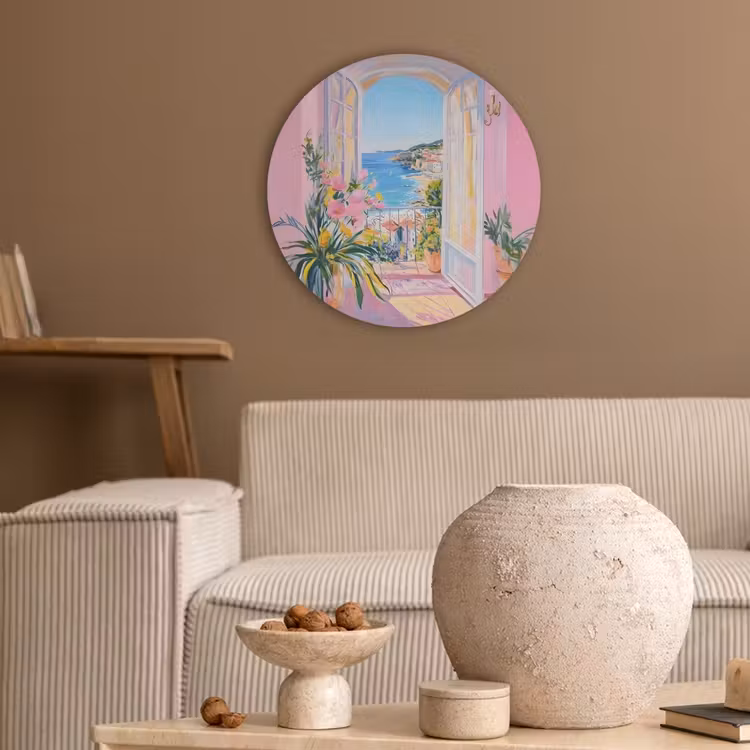 Roze - Buiten - Verf Akoestische PET Vilt - Rond klein -sfeer1
