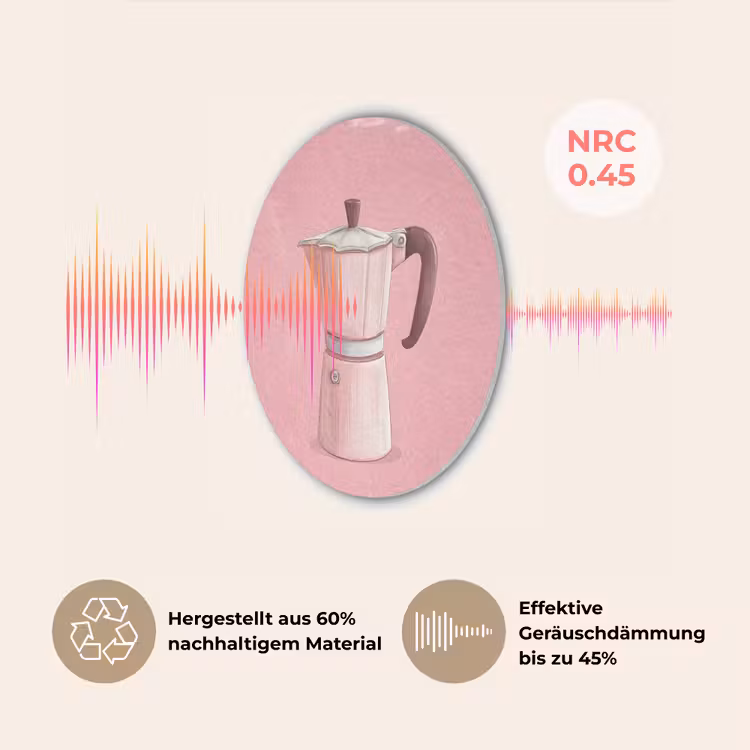 Roze - Mokkapot - Illustratie - Koffie Akoestische PET Vilt - Rond klein -USP_DE