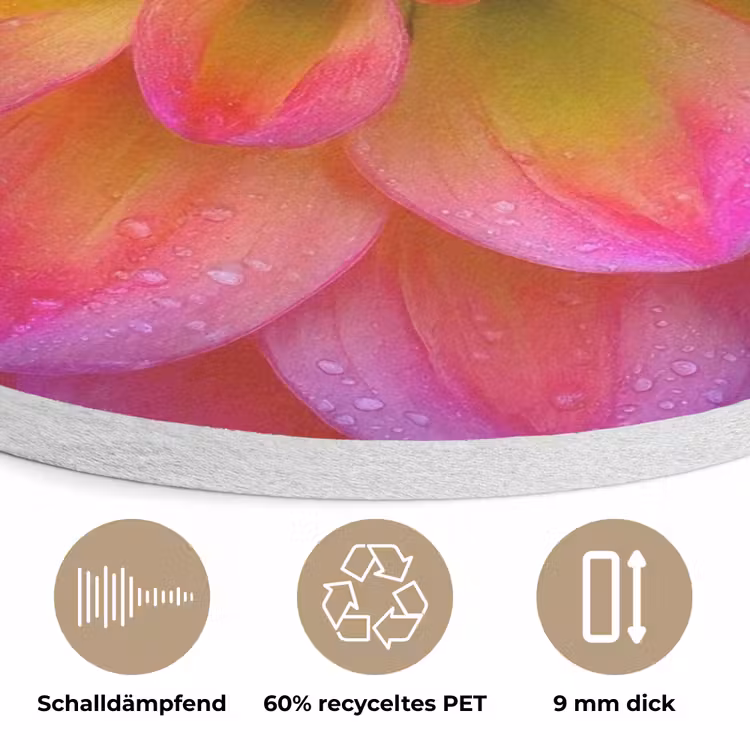 Roze - Dahlia - Kleurrijk Akoestische PET Vilt - Rond klein -closeup_DE