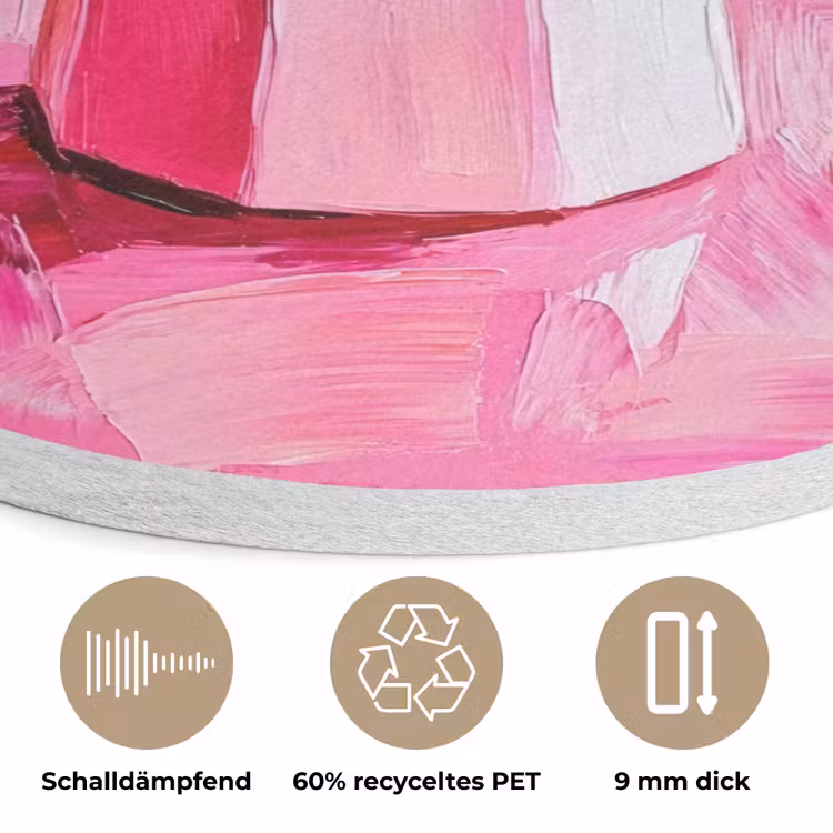 Roze - Verf - Coffee Akoestische PET Vilt - Rond klein -closeup_DE