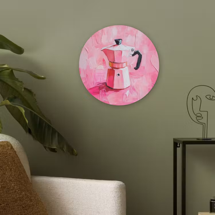 Roze - Verf - Coffee Akoestische PET Vilt - Rond klein -sfeer2