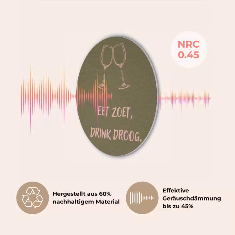 Roze - Groen - Wijn - Quote Akoestische PET Vilt - Rond klein -USP_DE
