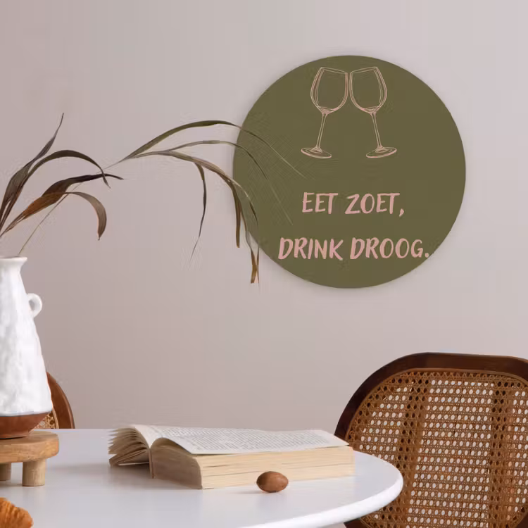 Roze - Groen - Wijn - Quote Akoestische PET Vilt - Rond klein -sfeer3