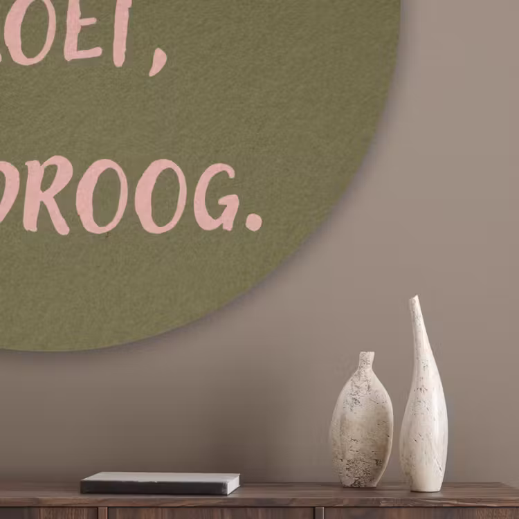 Roze - Groen - Wijn - Quote Akoestische PET Vilt - Rond klein -sfeer5_closeup