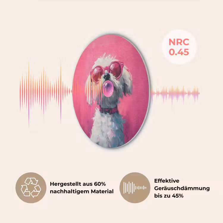 Pink - Hond - Bubbel Akoestische PET Vilt - Rond klein -USP_DE