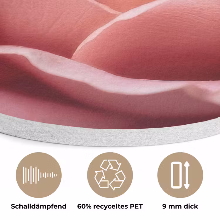 Roze - Roos - Romantisch Akoestische PET Vilt - Rond klein -closeup_DE