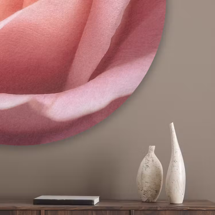 Roze - Roos - Romantisch Akoestische PET Vilt - Rond klein -sfeer5_closeup