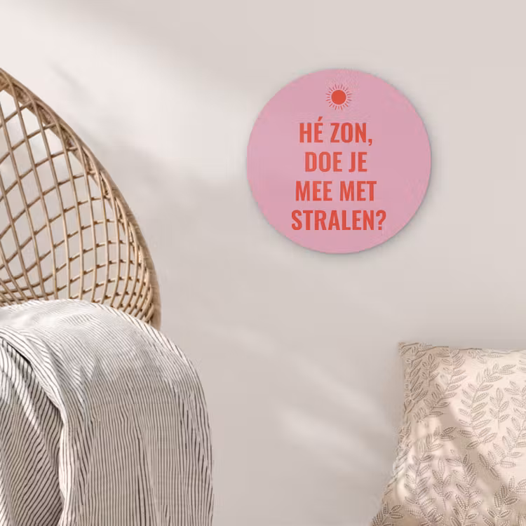 Roze - Zon - Quote Akoestische PET Vilt - Rond klein -sfeer4
