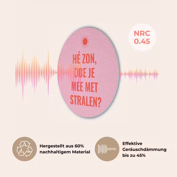 Roze - Zon - Quote Akoestische PET Vilt - Rond klein -USP_DE