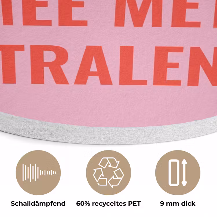 Roze - Zon - Quote Akoestische PET Vilt - Rond klein -closeup_DE