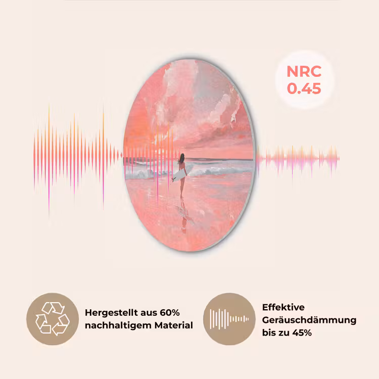 Roze - Surfen - Zee Akoestische PET Vilt - Rond klein -USP_DE