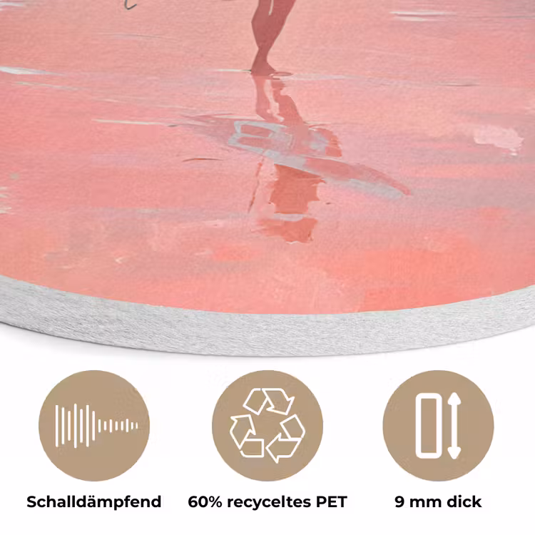 Roze - Surfen - Zee Akoestische PET Vilt - Rond klein -closeup_DE