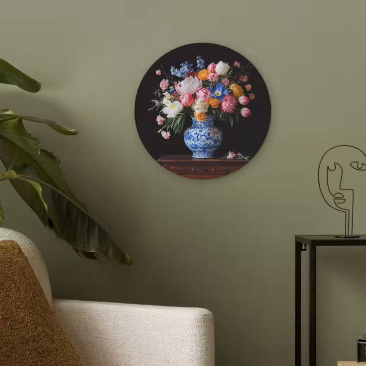 Rozen - Bloemen - Vaas - Boeket Akoestische PET Vilt - Rond klein -sfeer2