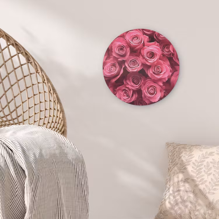 Rozen - Pink - Bloem Akoestische PET Vilt - Rond klein -sfeer4