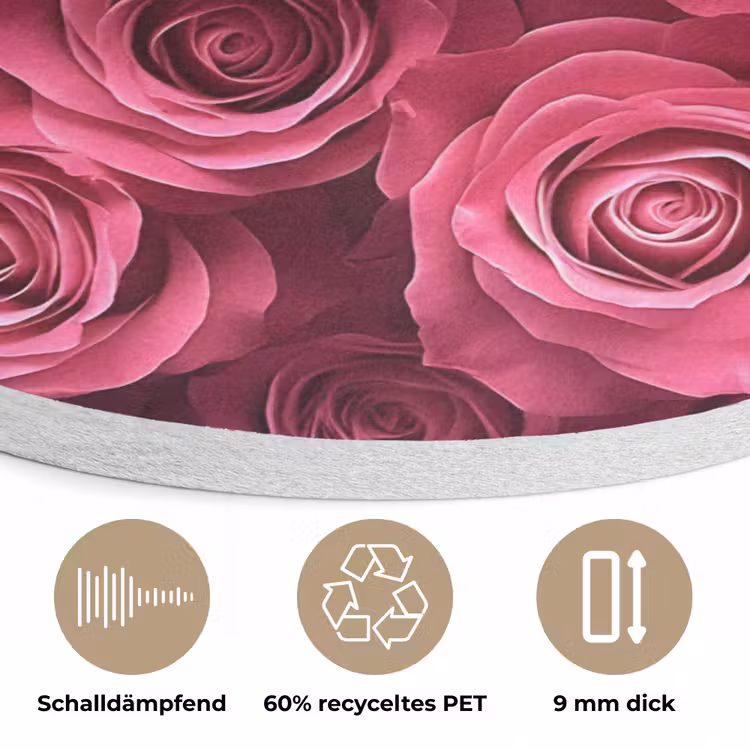 Rozen - Pink - Bloem Akoestische PET Vilt - Rond klein -closeup_DE