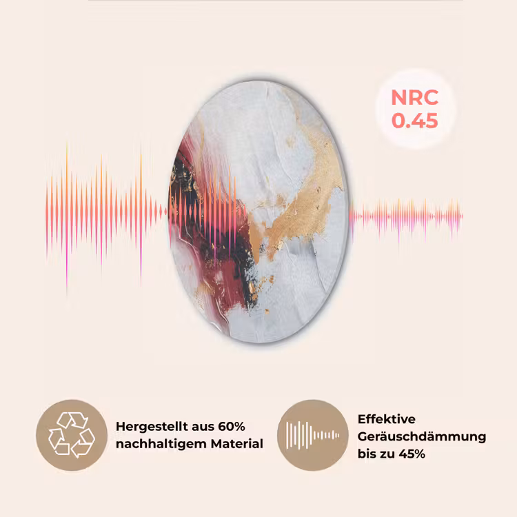 Rood - Abstract - Goud - Modern Akoestische PET Vilt - Rond klein -USP_DE