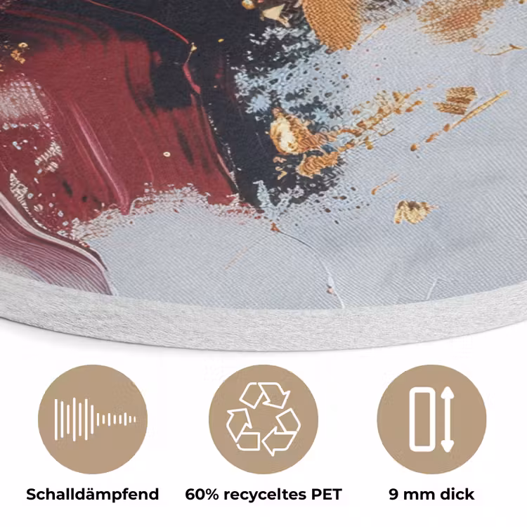 Rood - Abstract - Goud - Modern Akoestische PET Vilt - Rond klein -closeup_DE