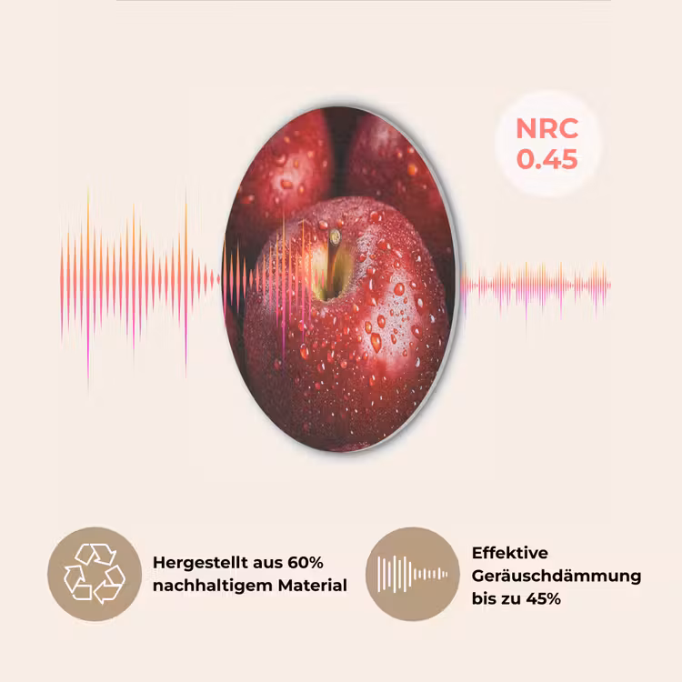Rood - Appels - Fruit Akoestische PET Vilt - Rond klein -USP_DE