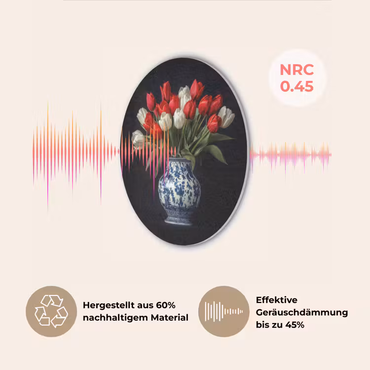 Rode - Bloemen - Tulpen - Vaas Akoestische PET Vilt - Rond klein -USP_DE