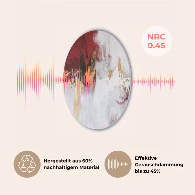 Rood - Marmer - Abstract - Goud - Modern Akoestische PET Vilt - Rond klein -USP_DE