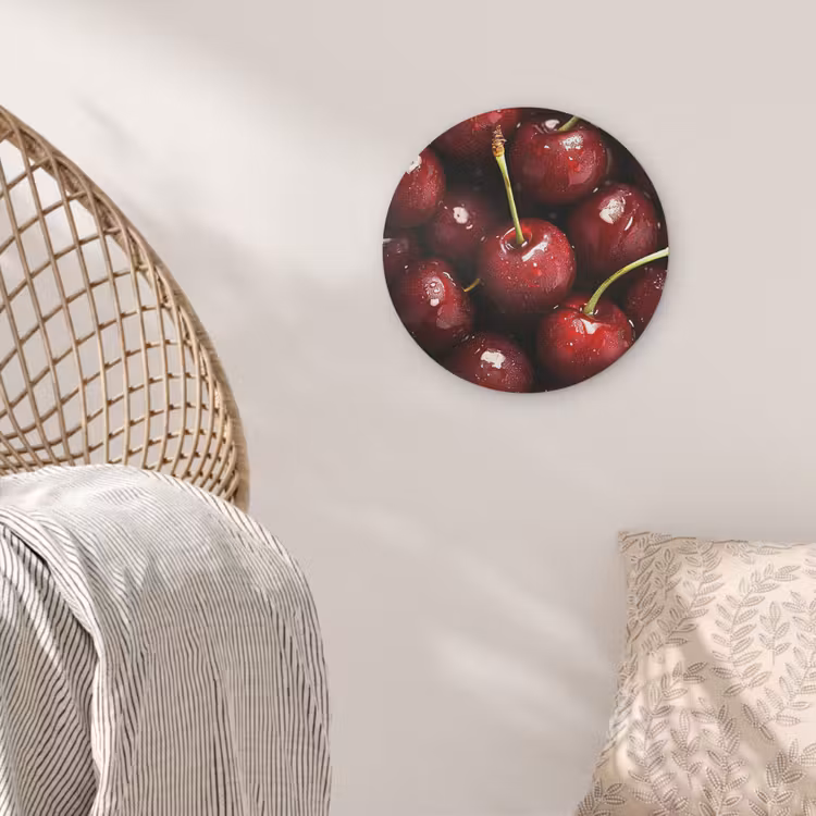 Rood - Fruit - Kersen Akoestische PET Vilt - Rond klein -sfeer4