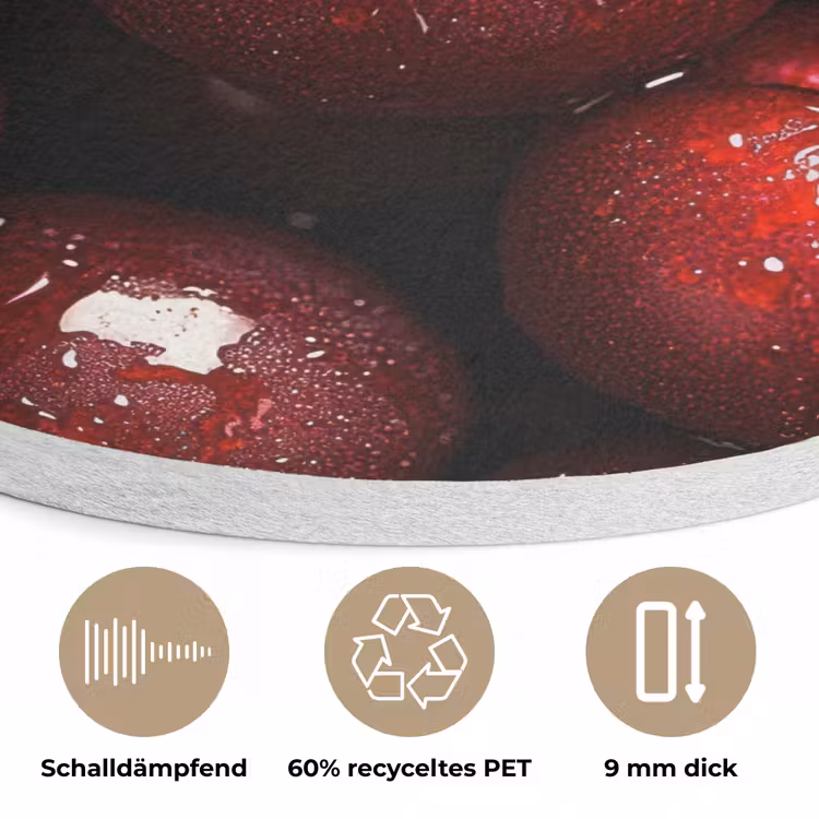 Rood - Fruit - Kersen Akoestische PET Vilt - Rond klein -closeup_DE