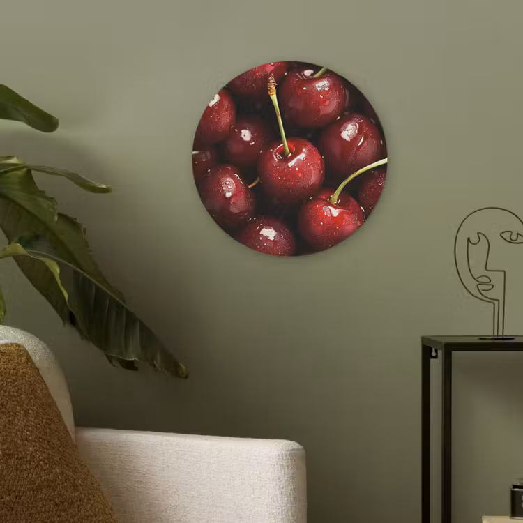 Rood - Fruit - Kersen Akoestische PET Vilt - Rond klein -sfeer2