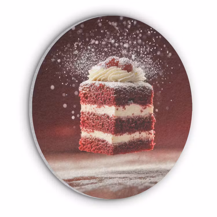 Rode - Velvet - Taart - Eten Akoestische PET Vilt - Rond klein -3d