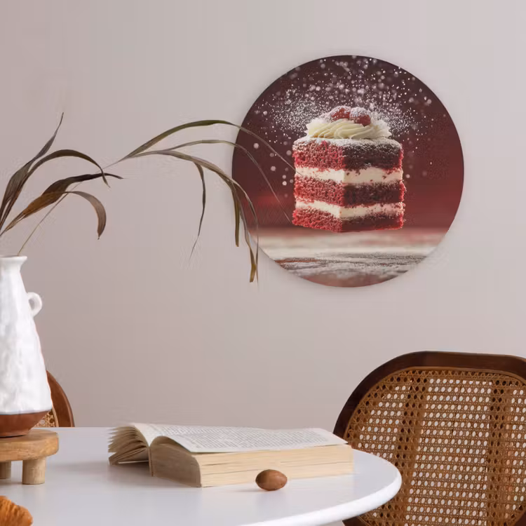 Rode - Velvet - Taart - Eten Akoestische PET Vilt - Rond klein -sfeer3
