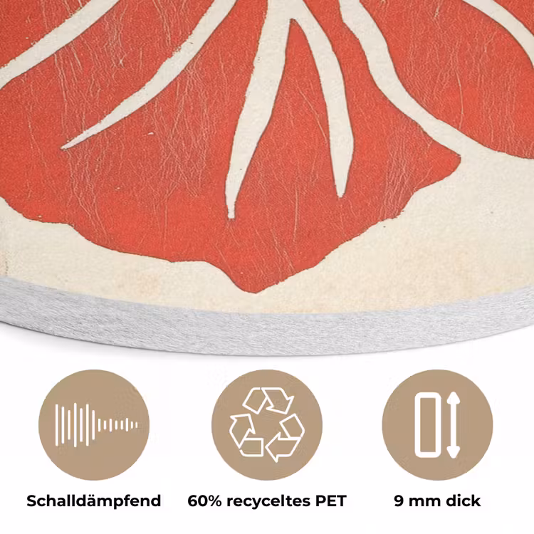 Rode hibiscusbloem - Textuur achtergrond - Beige Akoestische PET Vilt - Rond klein -closeup_DE