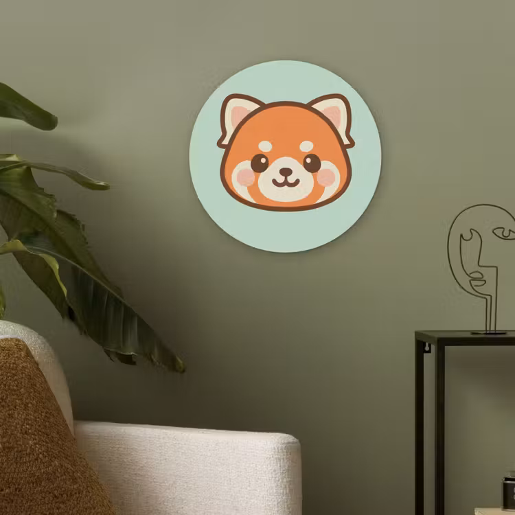 Rode panda - Groen - Cartoon Akoestische PET Vilt - Rond klein -sfeer2