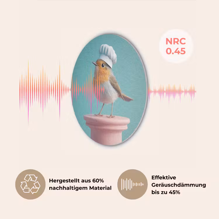 Roodborstje - Vogel - Koksmuts - Sokkel Akoestische PET Vilt - Rond klein -USP_DE