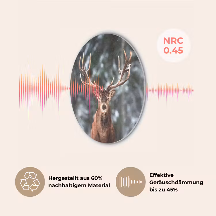 Hert - Winter - Sneeuw - Bos - Natuur - Dier Akoestische PET Vilt - Rond klein -USP_DE