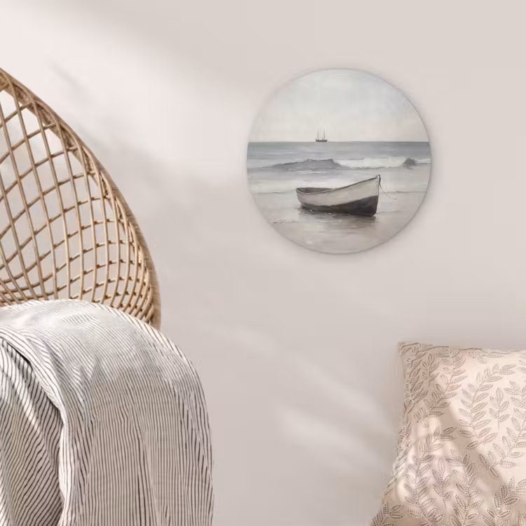 Roeiboot - Zee - Horizon Akoestische PET Vilt - Rond klein -sfeer4