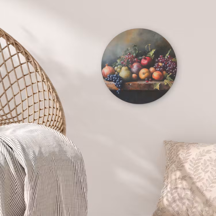 Rustiek - Stilleven - Fruit Akoestische PET Vilt - Rond klein -sfeer4
