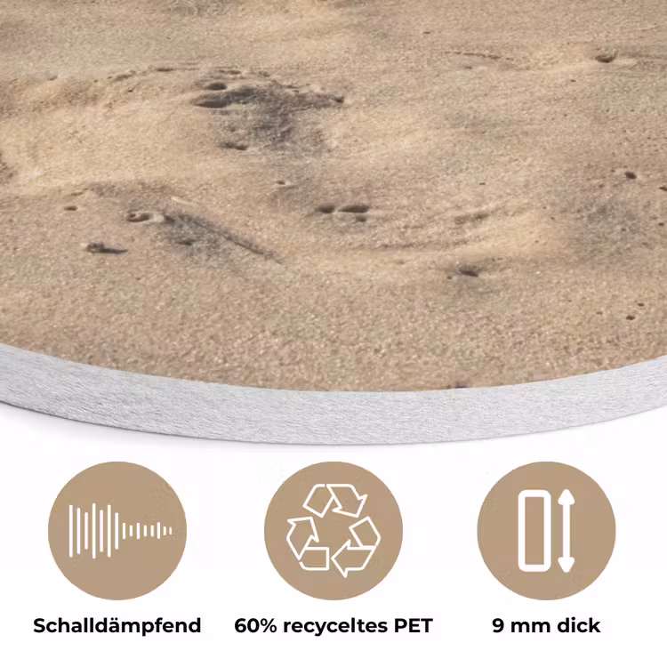 Zand - Strand - Paal - Water - Zomer Akoestische PET Vilt - Rond klein -closeup_DE