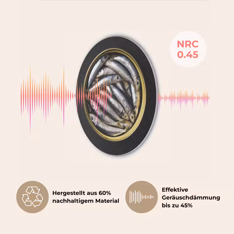 Sardines - Vissen - Rond - Zwart Akoestische PET Vilt - Rond klein -USP_DE
