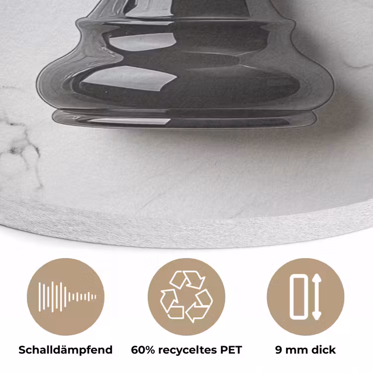 Schaakstuk - Koning - Zwart - Marmer Akoestische PET Vilt - Rond klein -closeup_DE