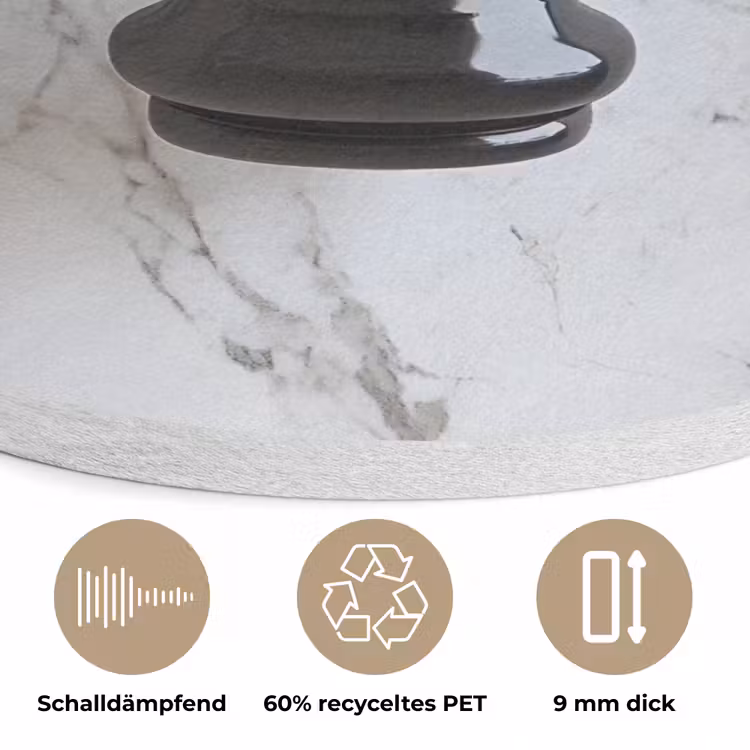 Schaakstuk - Loper - Zwart - Marmer Akoestische PET Vilt - Rond klein -closeup_DE