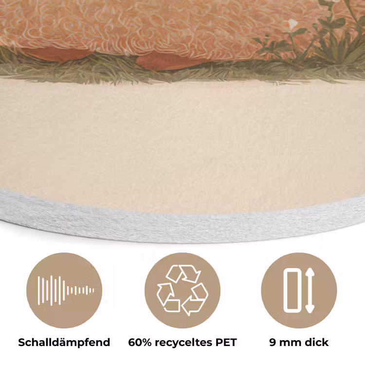 Schaap - Beige - Bloemen Akoestische PET Vilt - Rond klein -closeup_DE