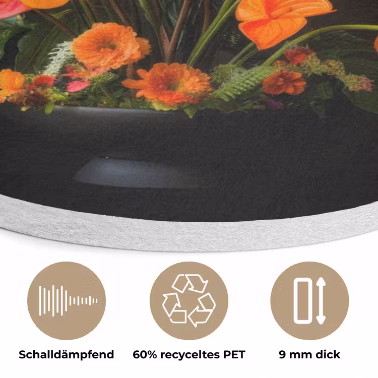 Schaal - Boeket - Bloemen Akoestische PET Vilt - Rond klein -closeup_DE
