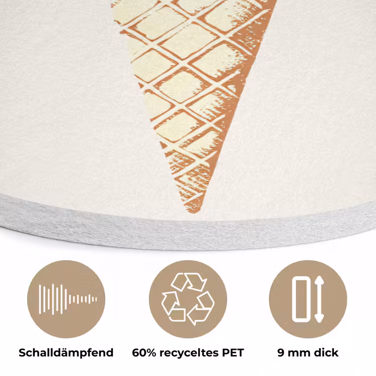 Schepijs - Hoorntje - Illustratie - Minimalistisch Akoestische PET Vilt - Rond klein -closeup_DE